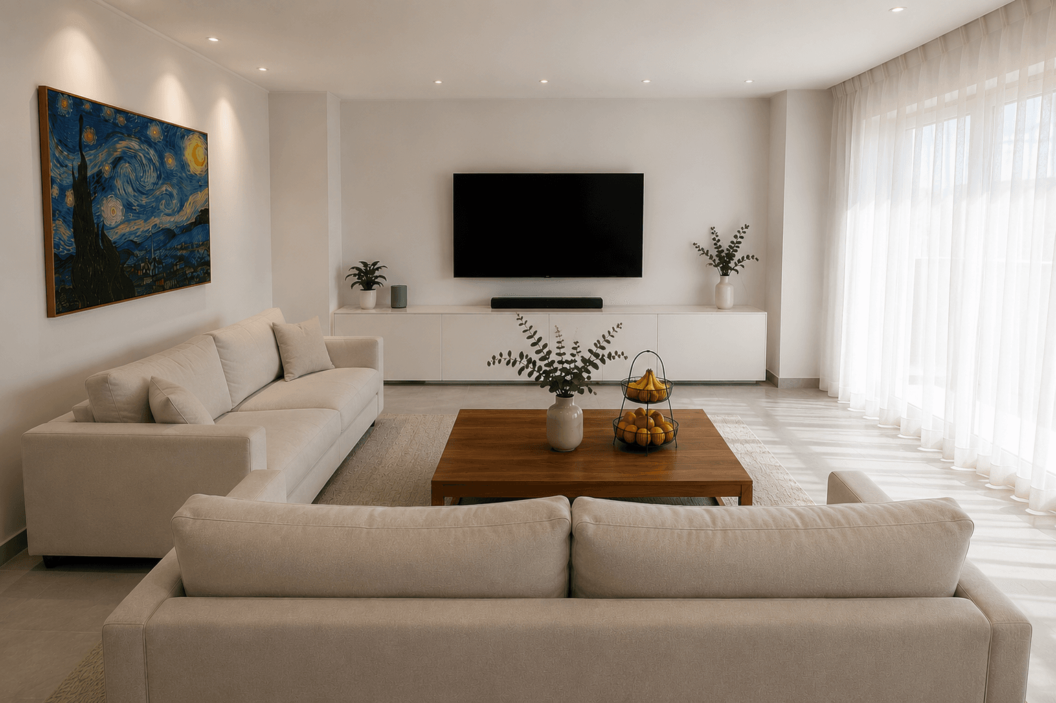 Salón luminoso y reformado